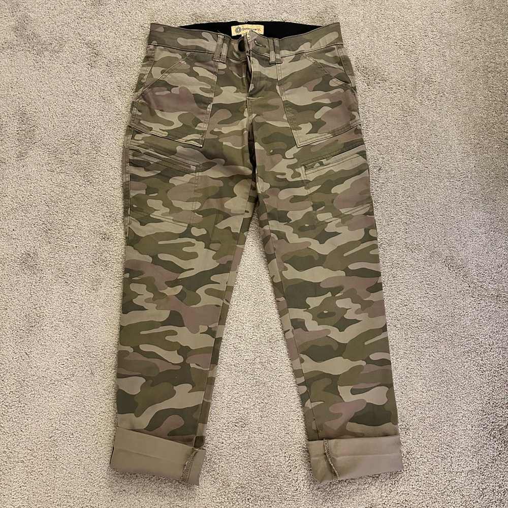 Democracy Green and Brown Cargo Pants with Camouflage Design